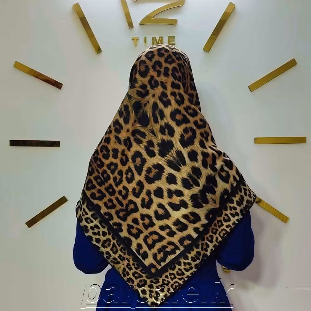 روسری نخی قواره 110 دور دست دوز پلنگی