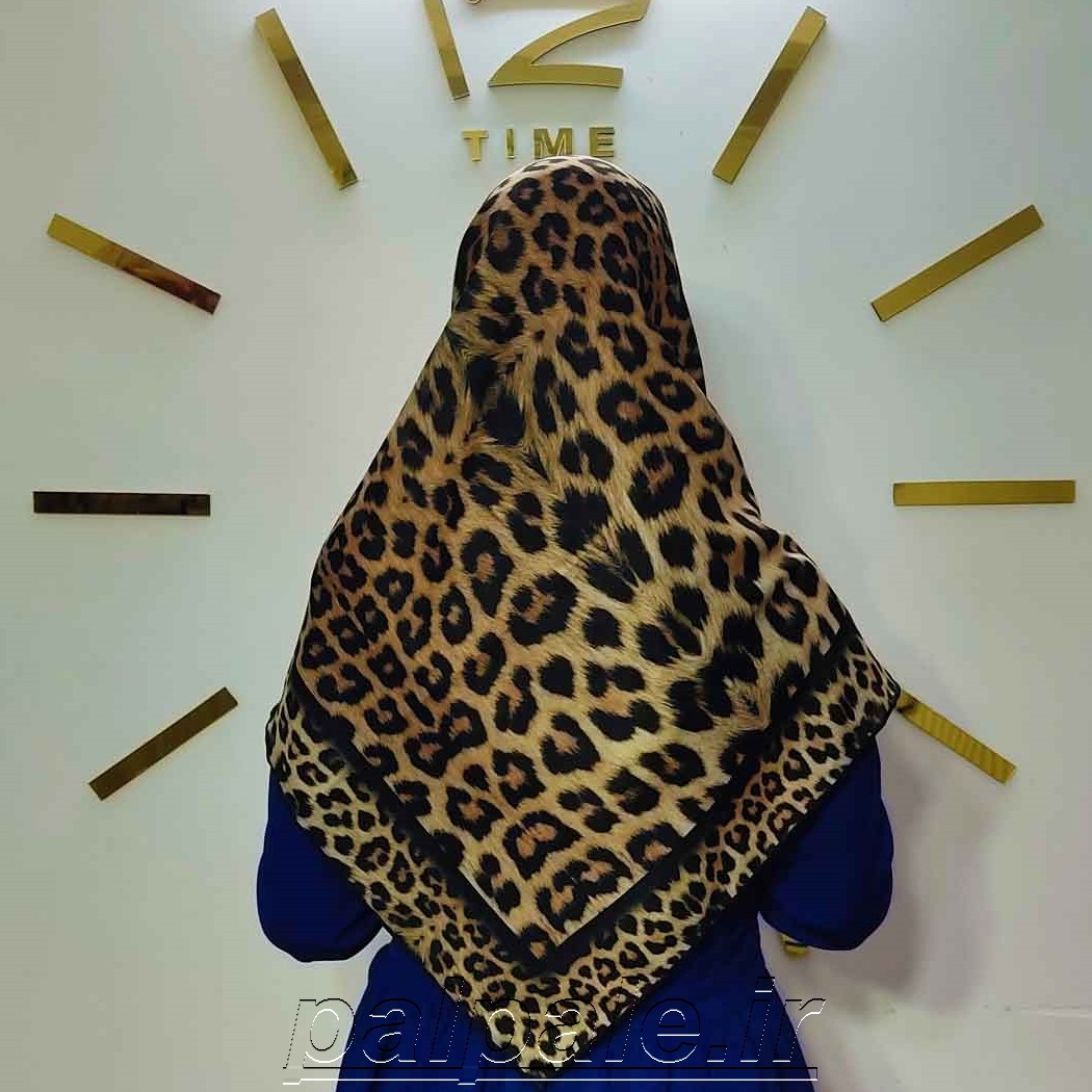 روسری نخی قواره 110 دور دست دوز پلنگی