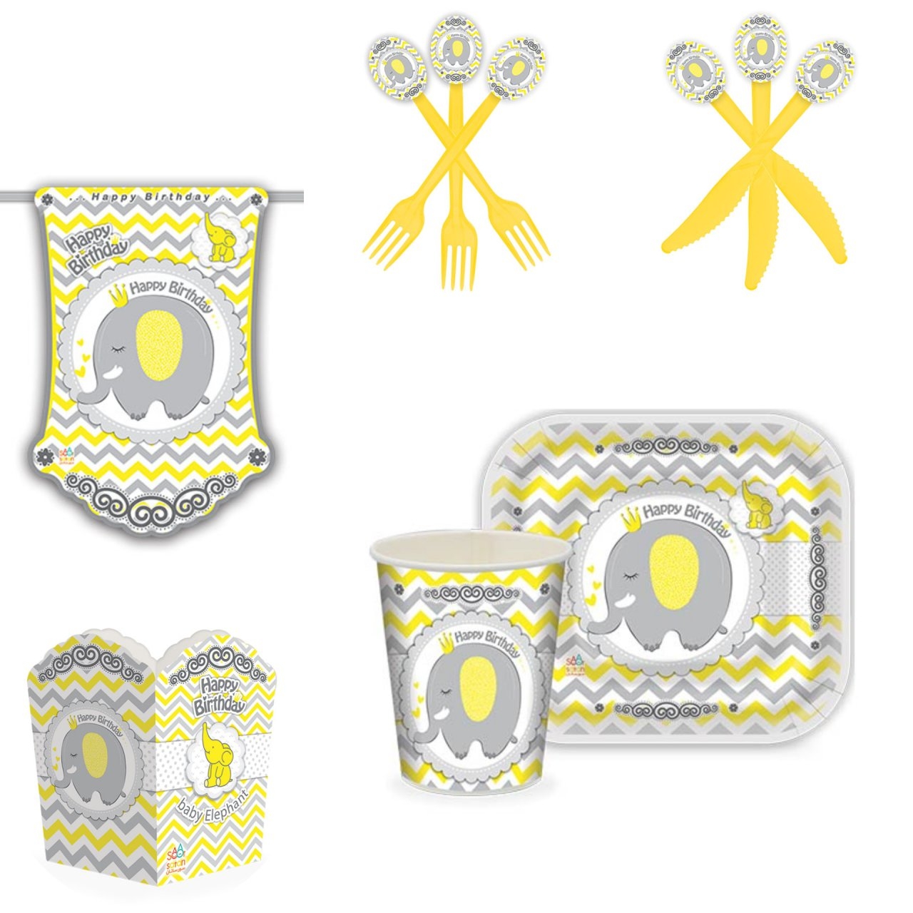 مجموعه 59 عددی تم تولد طرح فیل کوچولو مدل SE