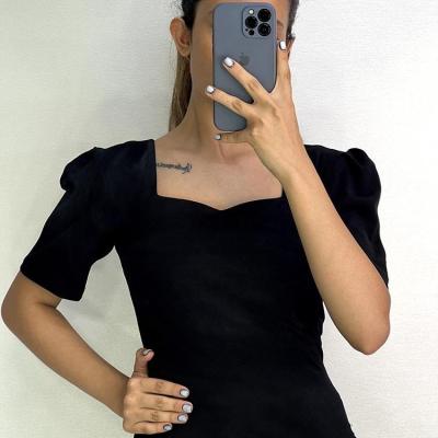 نیم تنه زنانه کراپ یقه دلبری کرپ کش