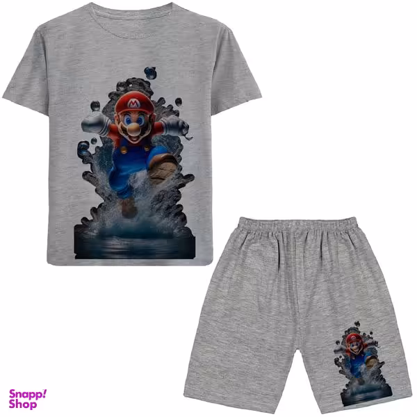 ست تیشرت و شلوارک پسرانه مدل قارچ خور کد N255