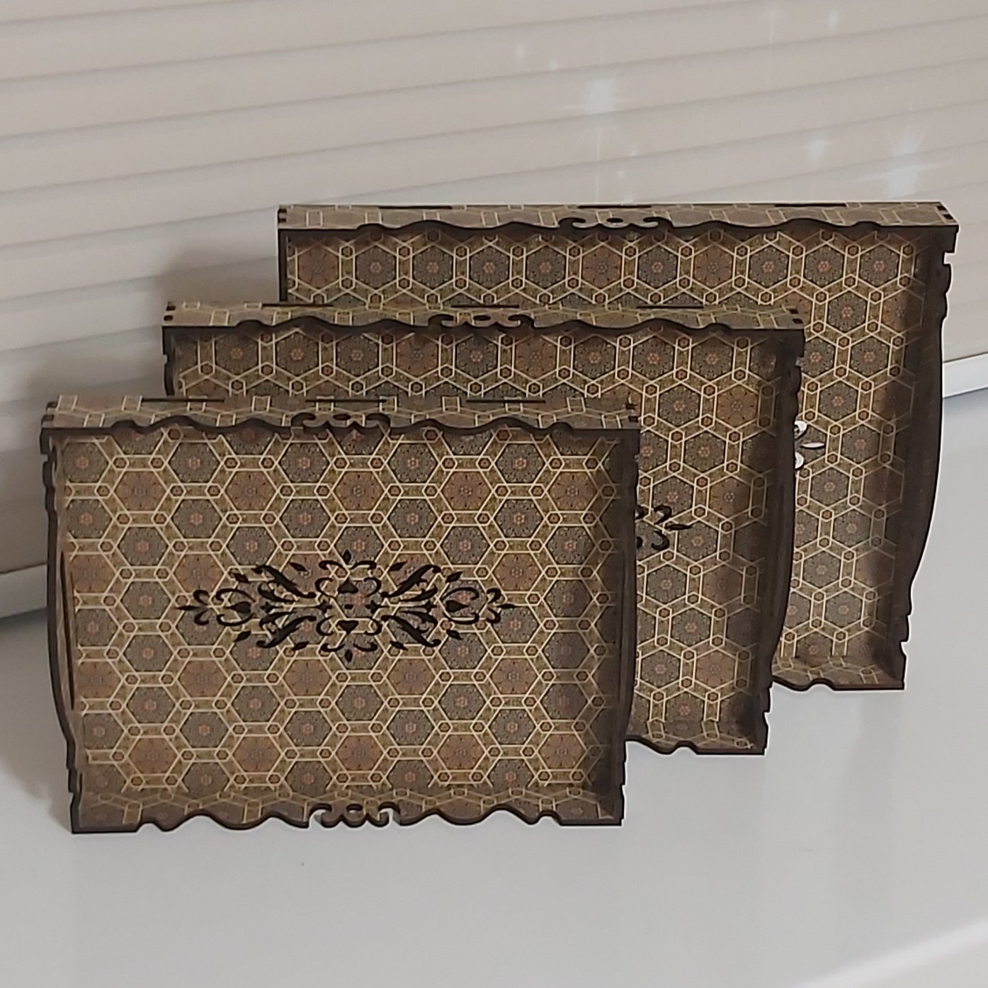 سینی ست 3تیکه چوبی