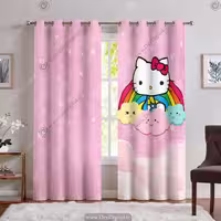 پرده صورتی برای اتاق دختر طرح کیتی PK-6513