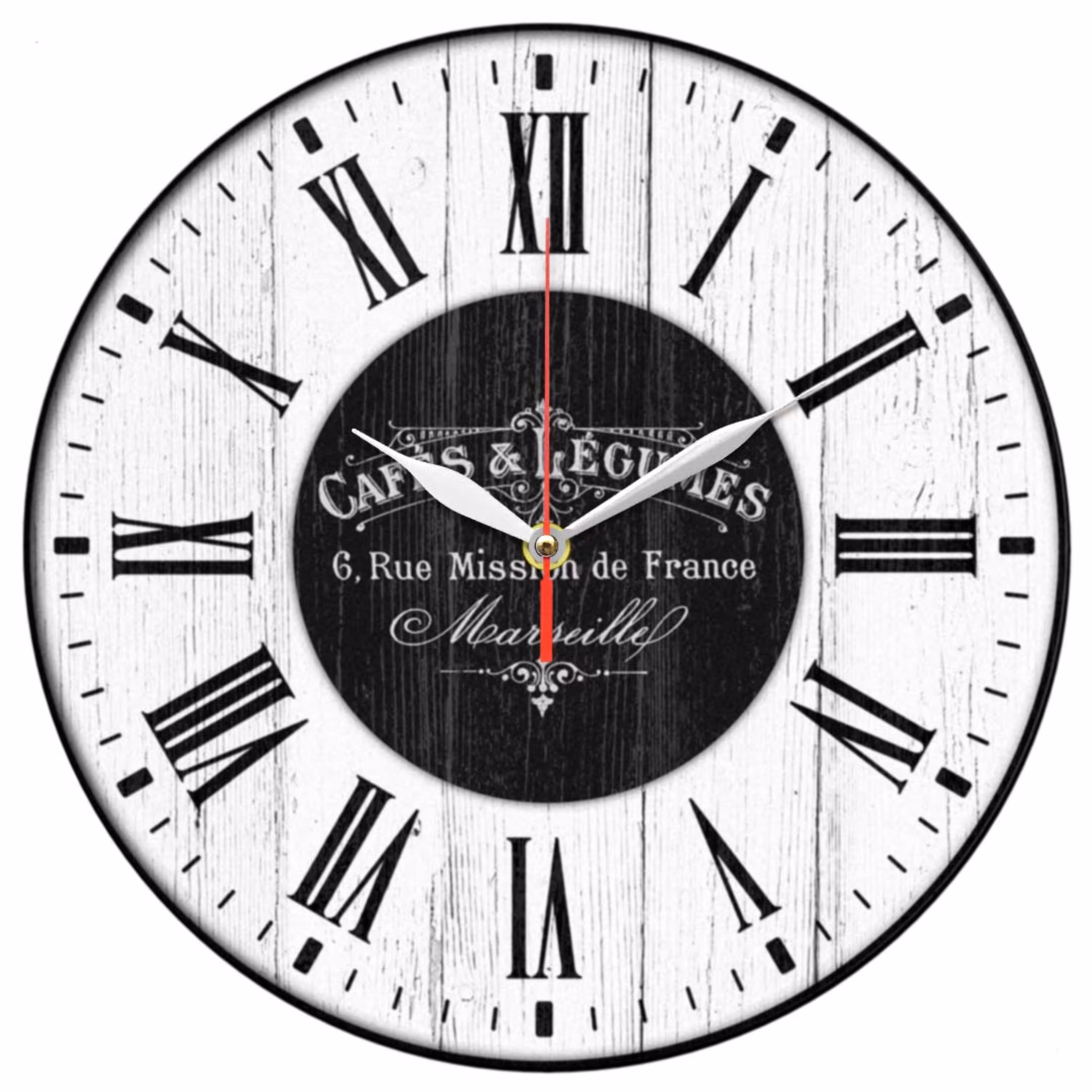 ساعت دیواری گرد مدل 1140 رنگ سفید و مشکی سایز 30