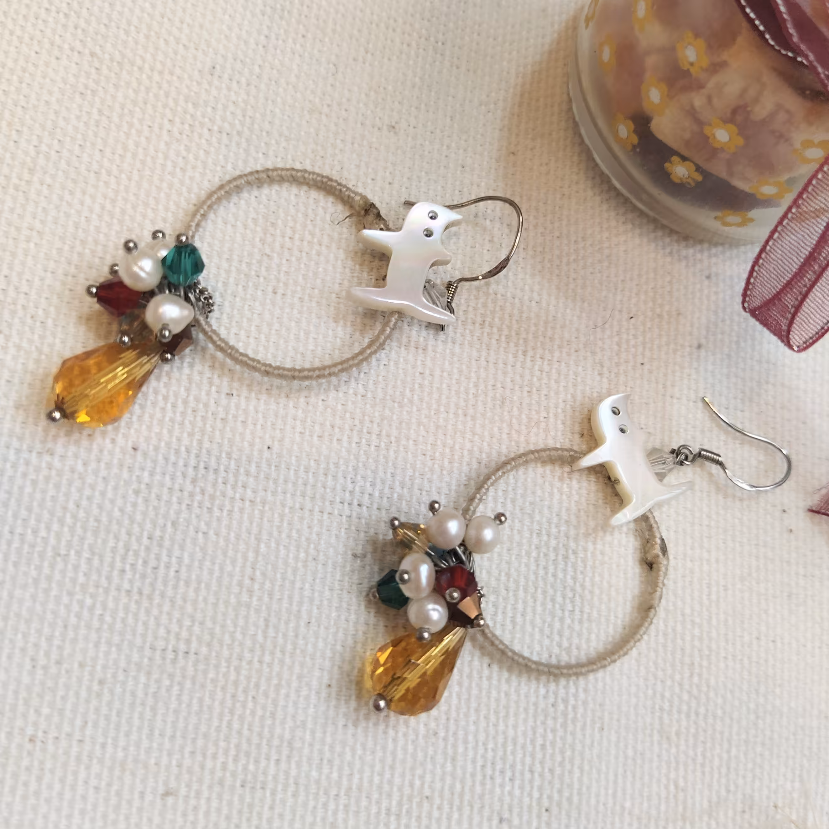 گوشواره فانتزی اویز  گربه و کریستال