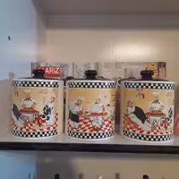 سرویس پا سماوری سه تیکه  طرح سرآشپز  جنس چینی ( جهیزیه ، هدیه ، کادوئی ، ادویه ، دکور )