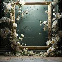 بک دراپ عکاسی با شاخه و گل های سفید | گرافیک با طعم تربچه