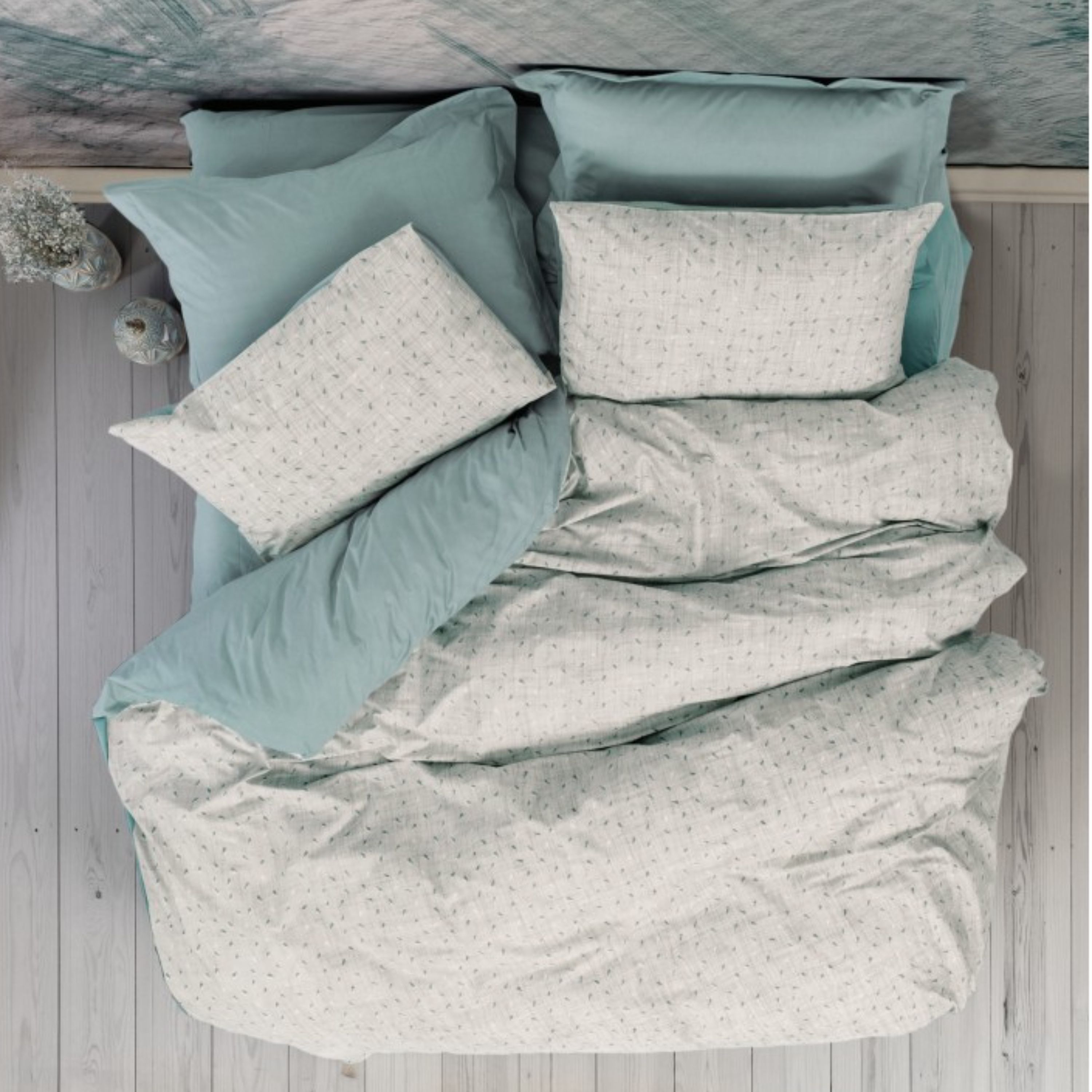 ست ملحفه کاتن باکس مدل Petite Drops Mint دو نفره 4 تکه