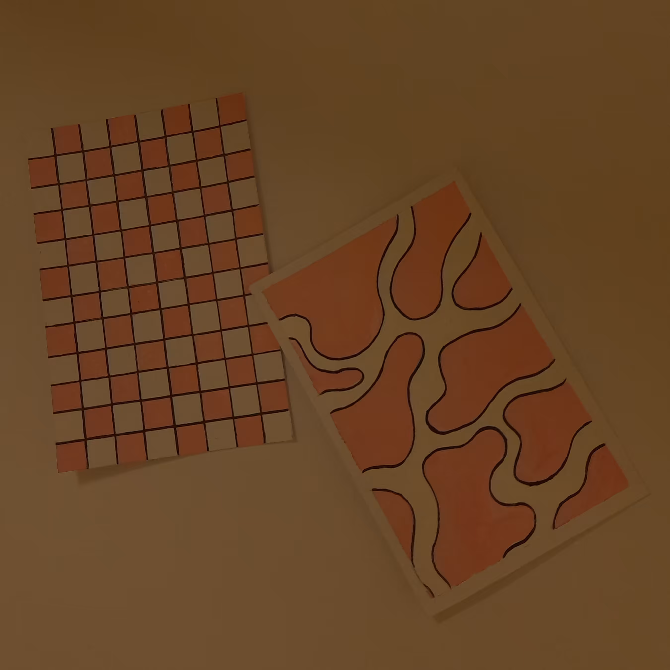 پوستر  طرح گاوی و شطرنجی صورتی در سایز هشت در  دوازده