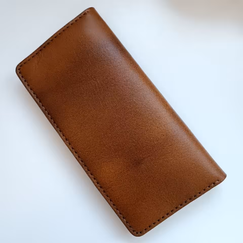 کیف پول دست دوز چرم گاوی طبیعی