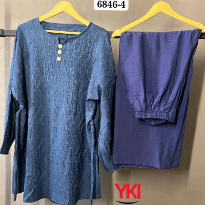 ست تونیک و شلوار شانتون پلیسه و بابوس سایزبزرگ6846