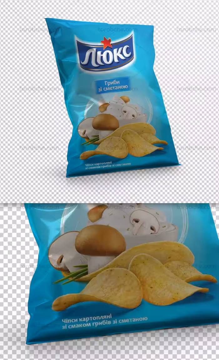 طرح لایه باز موکاپ بسته بندی چیپس سیب زمینی - گرافیک با طعم تربچه