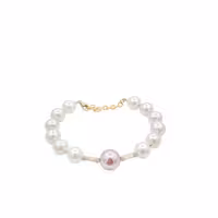 دستبند طلای 18 عیار تلفیقی مروارید  کد DP75