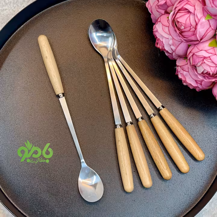 قاشق شربت خوری دسته چوبی ست