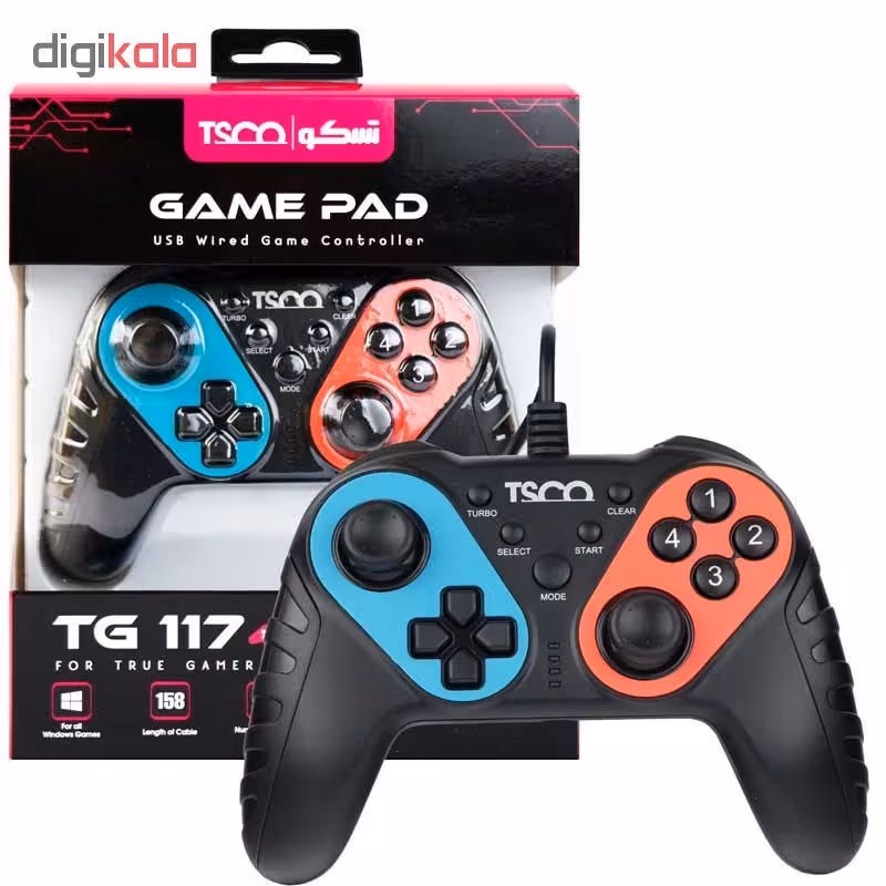دسته بازی مدل تسکو TG117 سیم دار  با کیفیت و قیمت مناسب