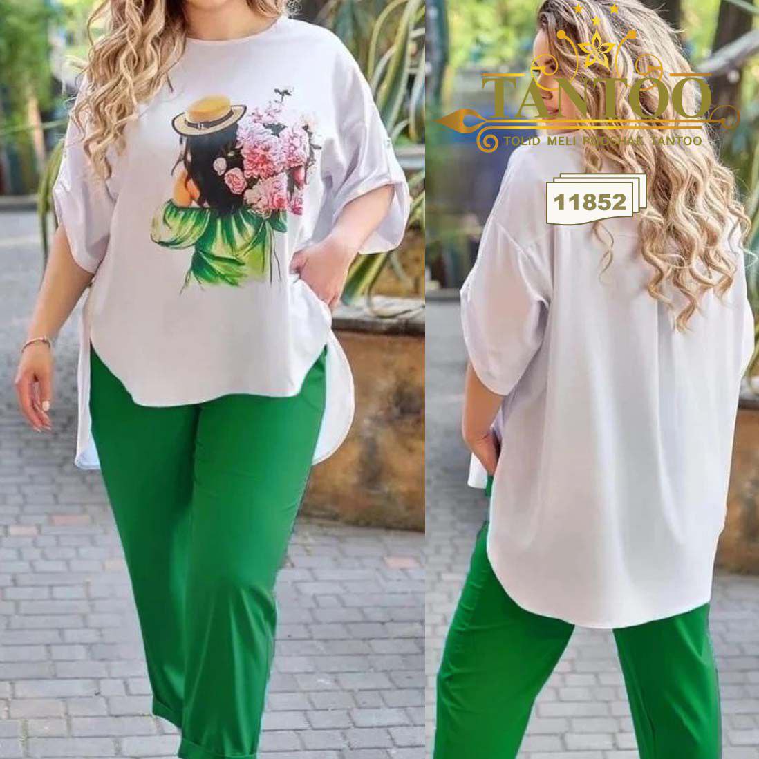 ست بلوز و شلوار مجلسی سایز بزرگ جنس ابرو بادی وارداتی سایز 50 تا60