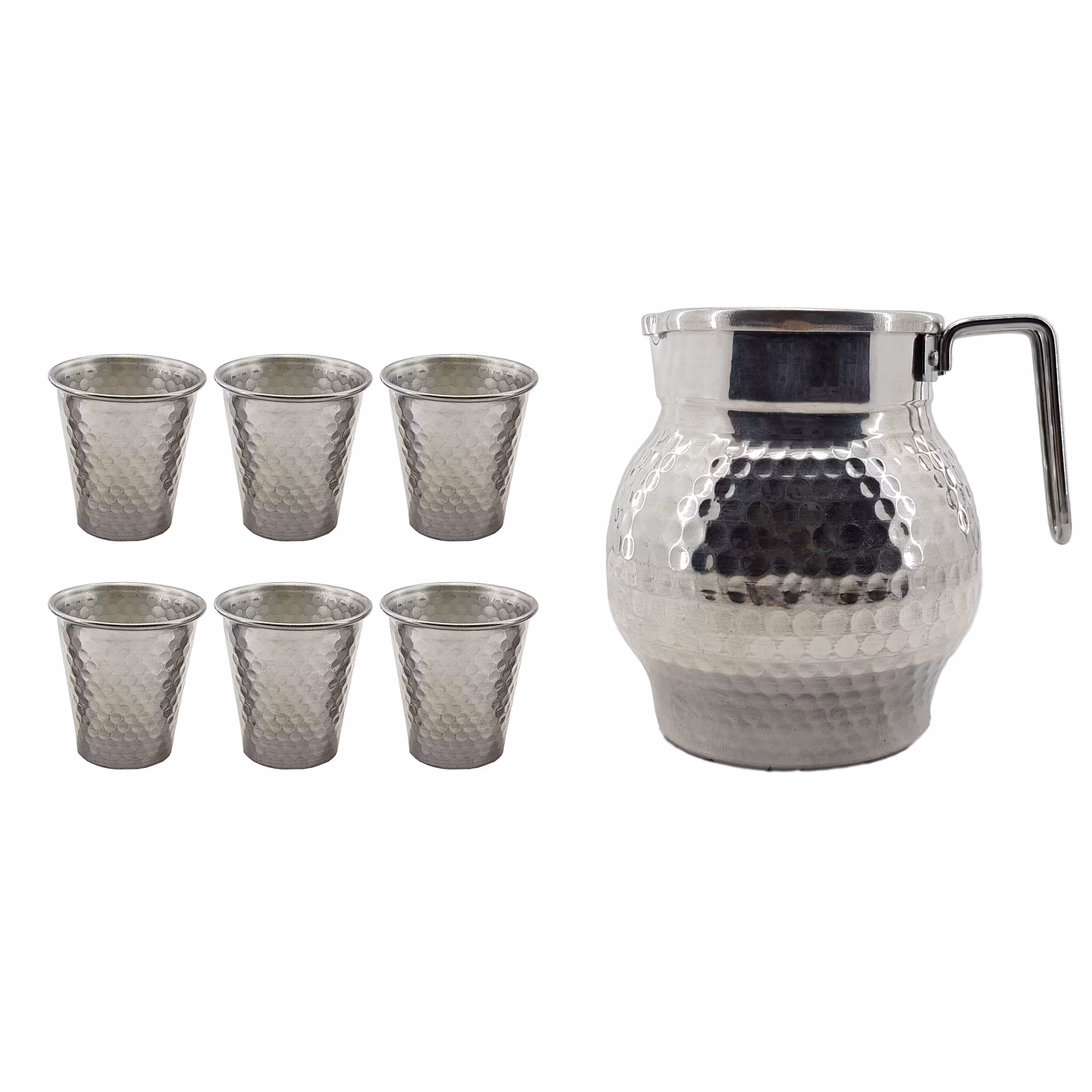 ست پارچ و لیوان 7 پارچه روحی چکشی طرح مس کد 1008 و 1001