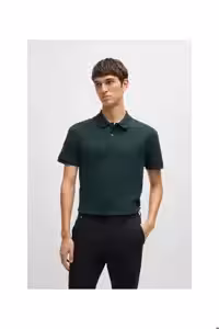 تی شرت یقه پولو سبز مردانه آرم پنبه ارگانیک گل دوزی شده چوگان yaka t shirt BOSS