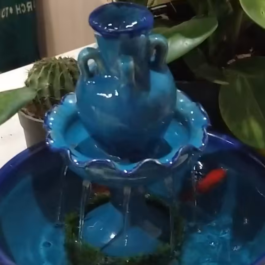 آبنمای رومیزی سنتی طرح کوزه و جام دو طبقه