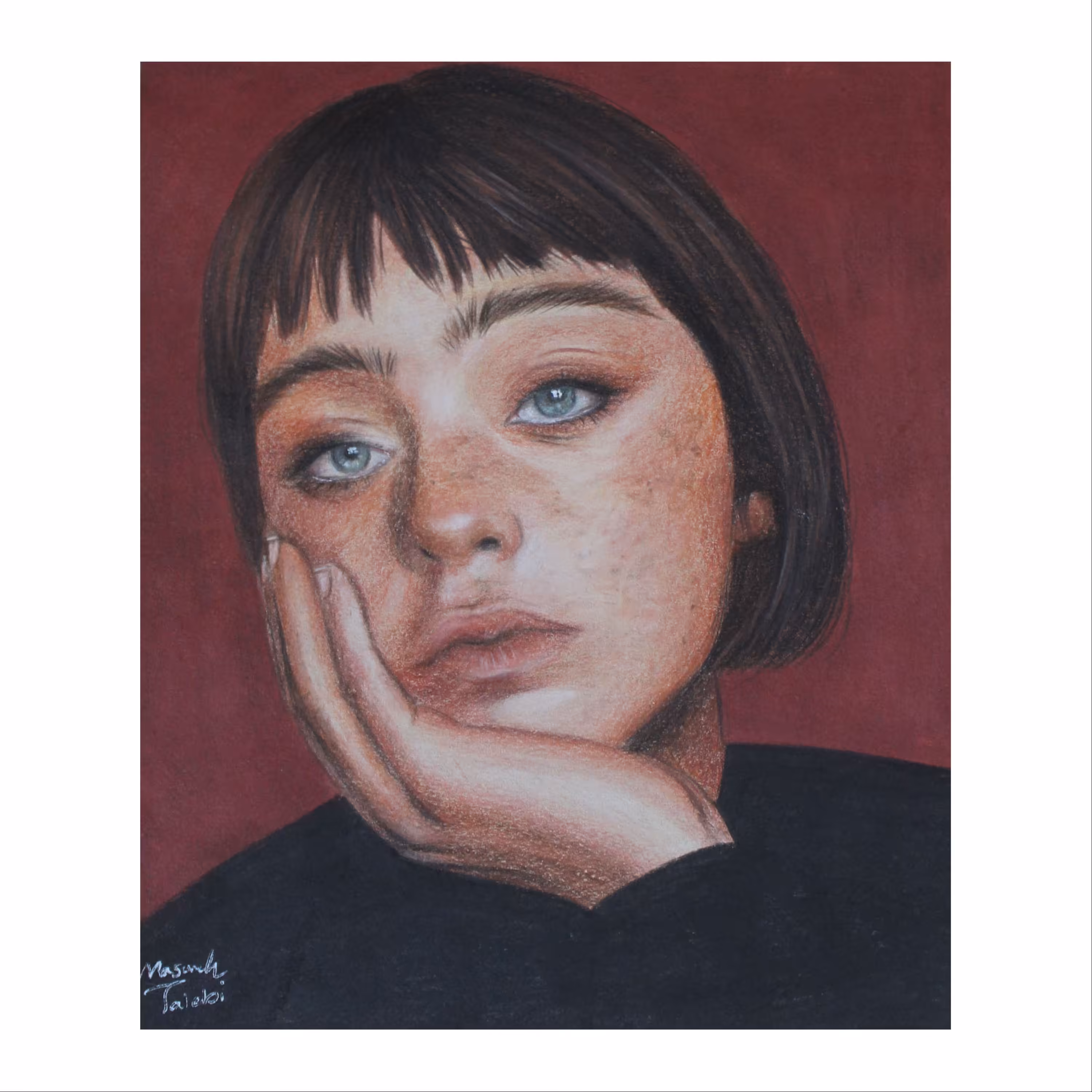 نقاشی مداد رنگی مدل دختر 03