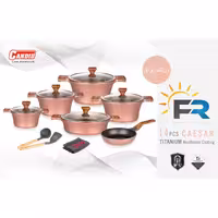 سرویس قابلمه 14 پارچه تیتانیوم کاندید مدل(سزار) رنگ رز گلد