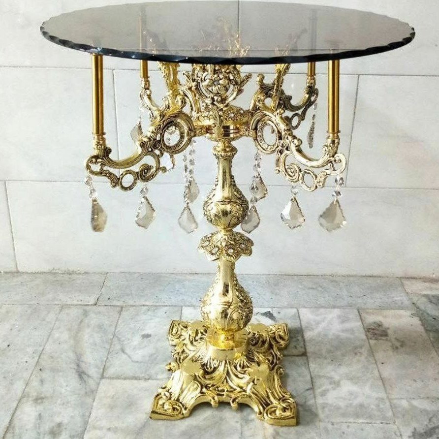 م میز خاطره آلیاژی قطر شیشه 60 سانت ارتفاع 70 سانت
