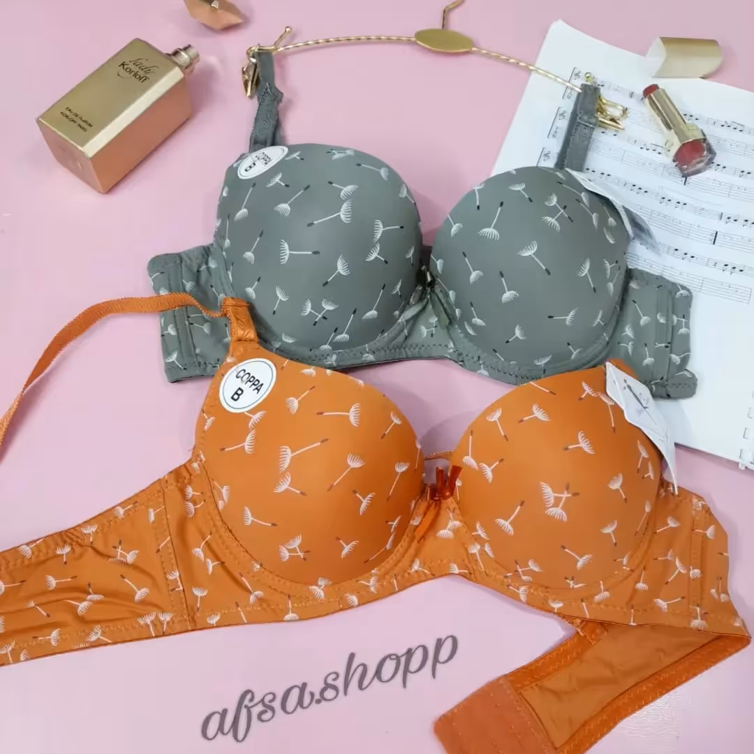 سوتین اسفنجی  زیر فنر دار کاپ B طرح قاصدک  