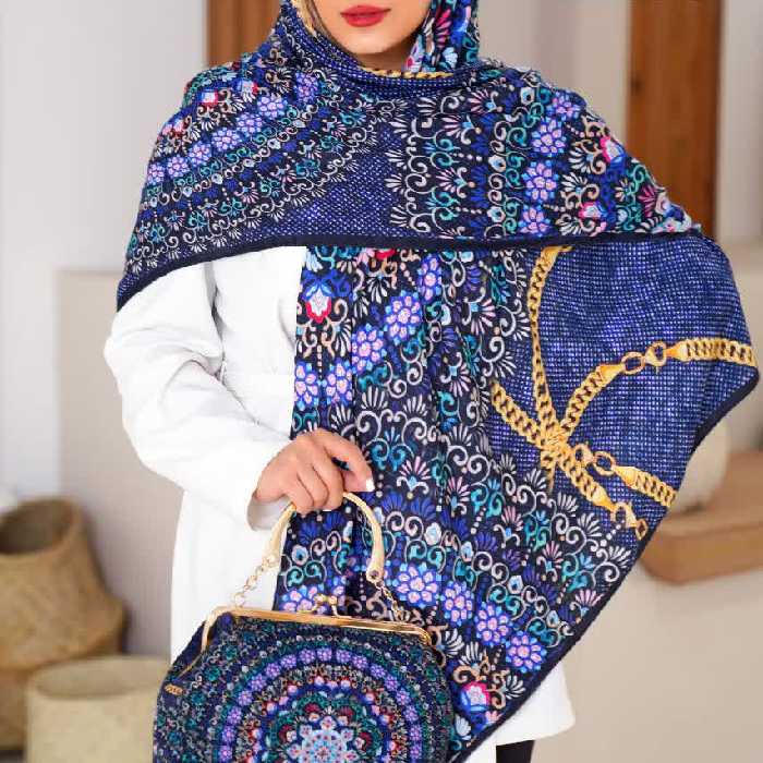 ست کیف و روسری نوستالژی - جنس سوپر نخ و کیف مخمل جیر ترک - ست کیف و روسری- ست روسری و کیف 