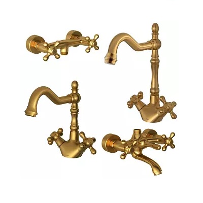 ست 4 تکه شیرآلات شودر مدل باروک پلاس طلا مات