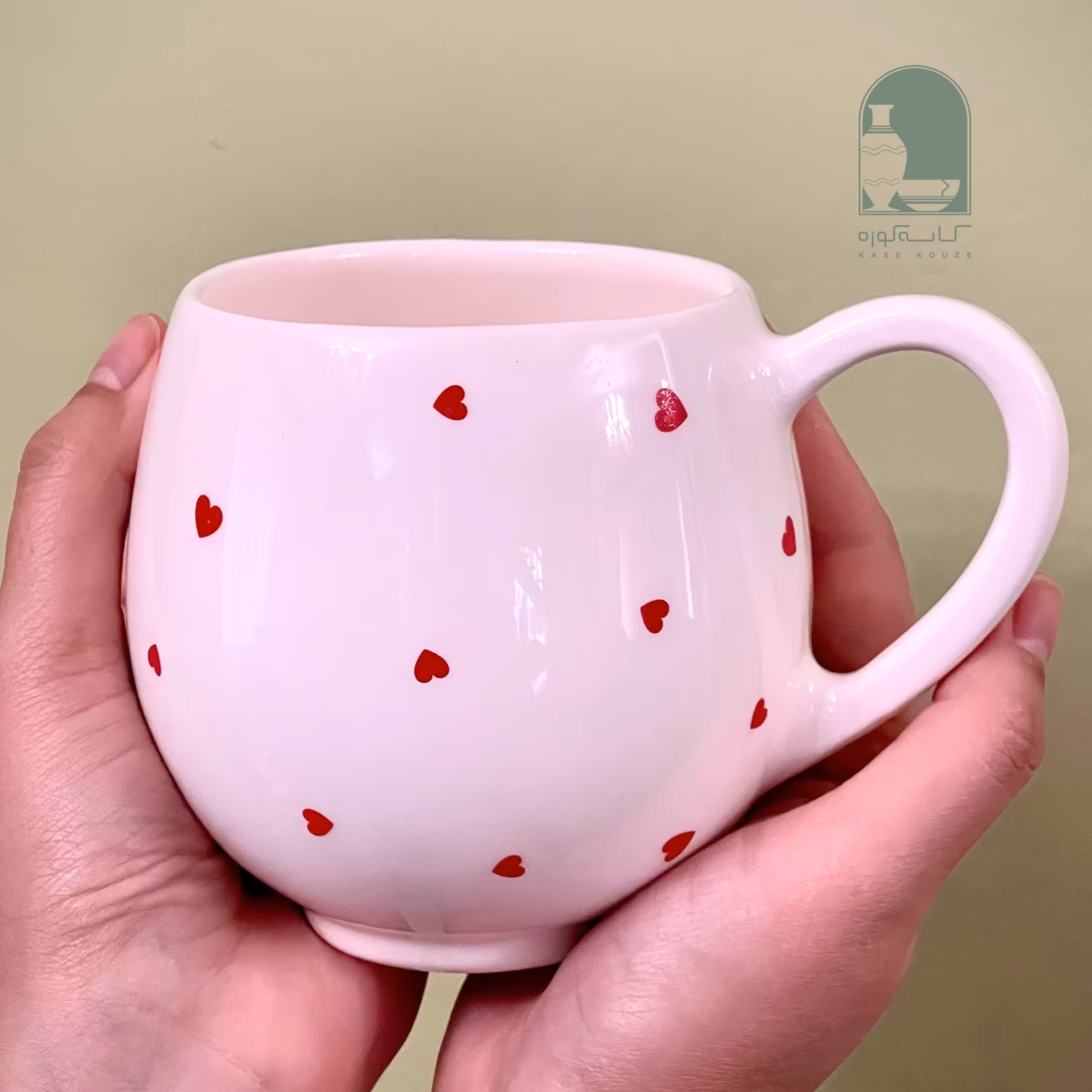 ماگ تپلی دستساز سرامیکی قلبی قلبی