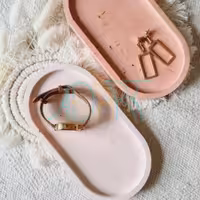 ظرف پذیرایی سینی بیضی کوچک مدل  simple جاجواهری زیرلیوانی سنگی بتنی