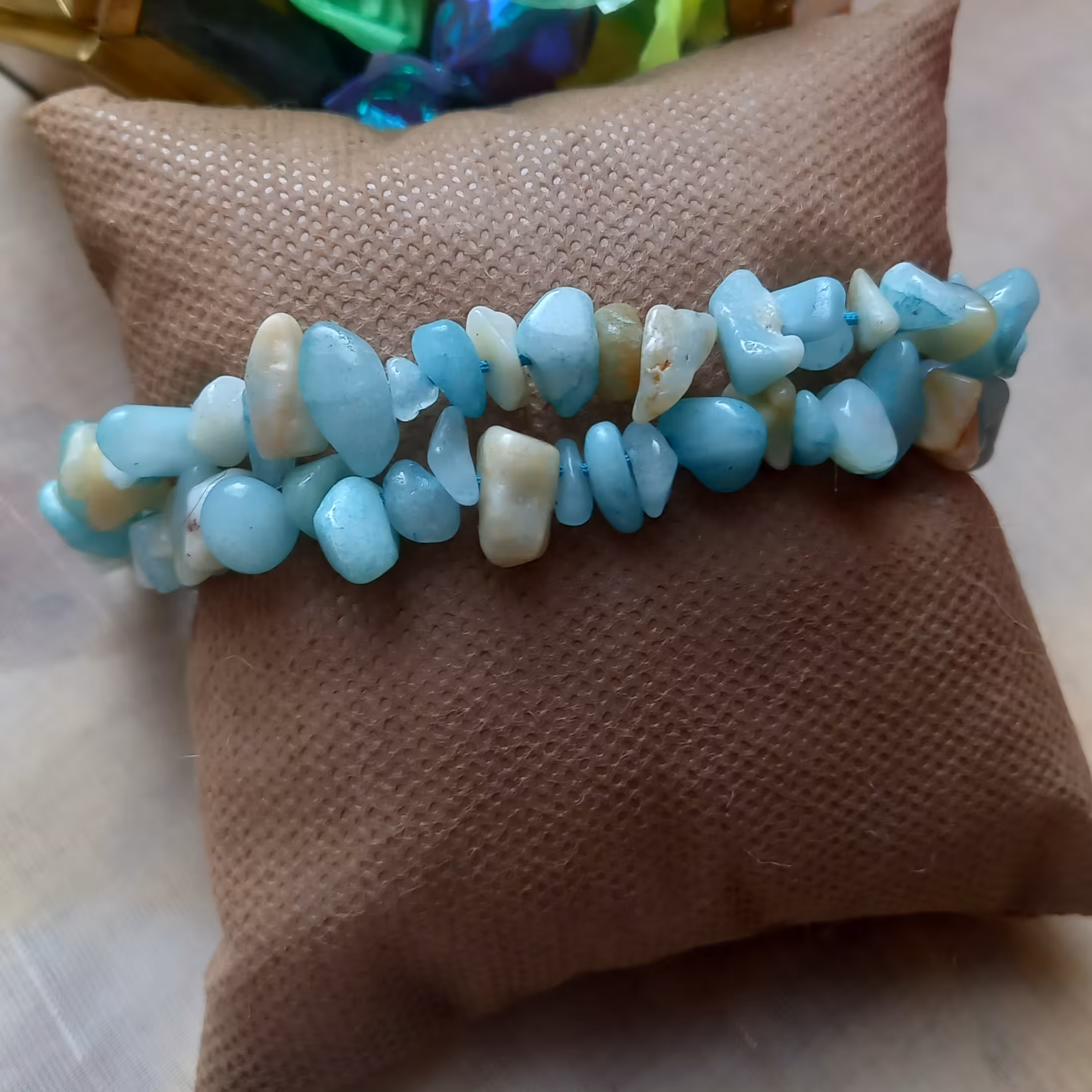 دستبند  آکوامارین راف (سنگ خام) 