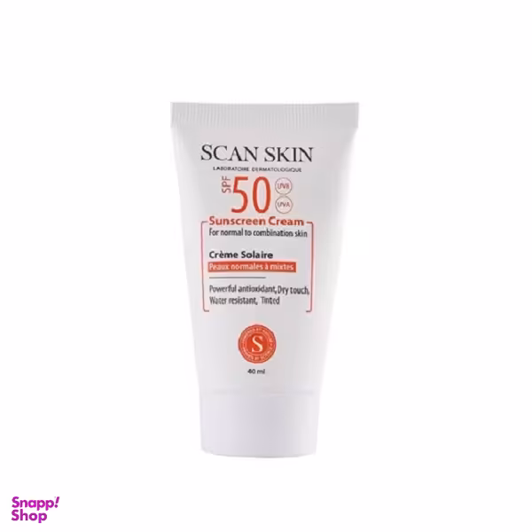 کرم ضدآفتاب رنگی Spf50 اسکن اسکین (Scan Skin) مناسب پوست نرمال حجم 40 میلی لیتر