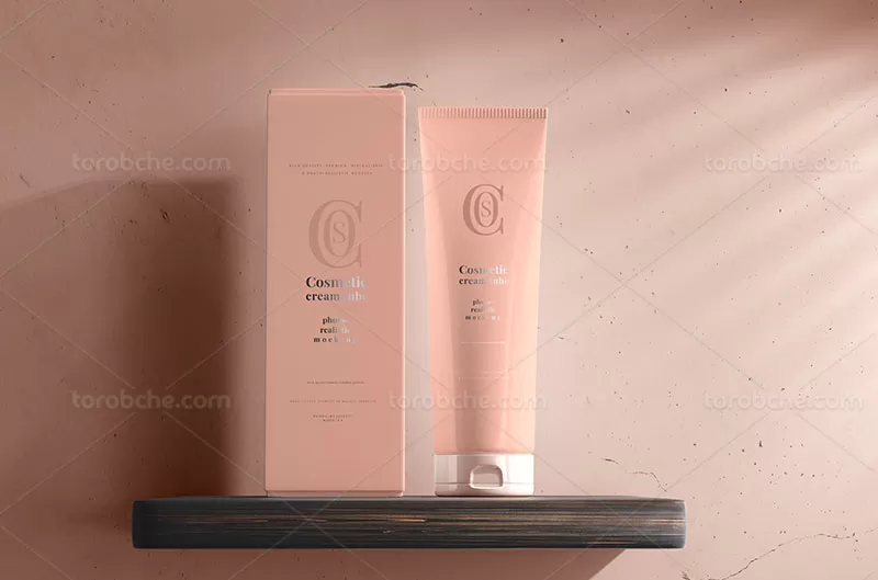 موکاپ کرم تیوپی با جعبه | گرافیک با طعم تربچه