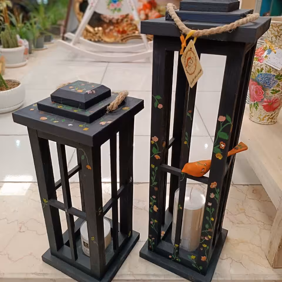 ست 2 تایی فانوس چوبی