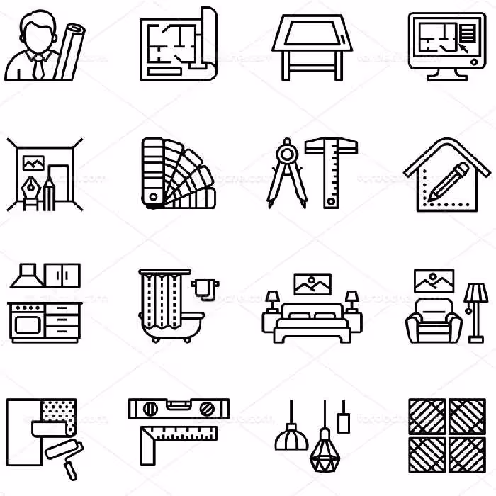 وکتور آیکون دکوراسیون داخلی | گرافیک با طعم تربچه