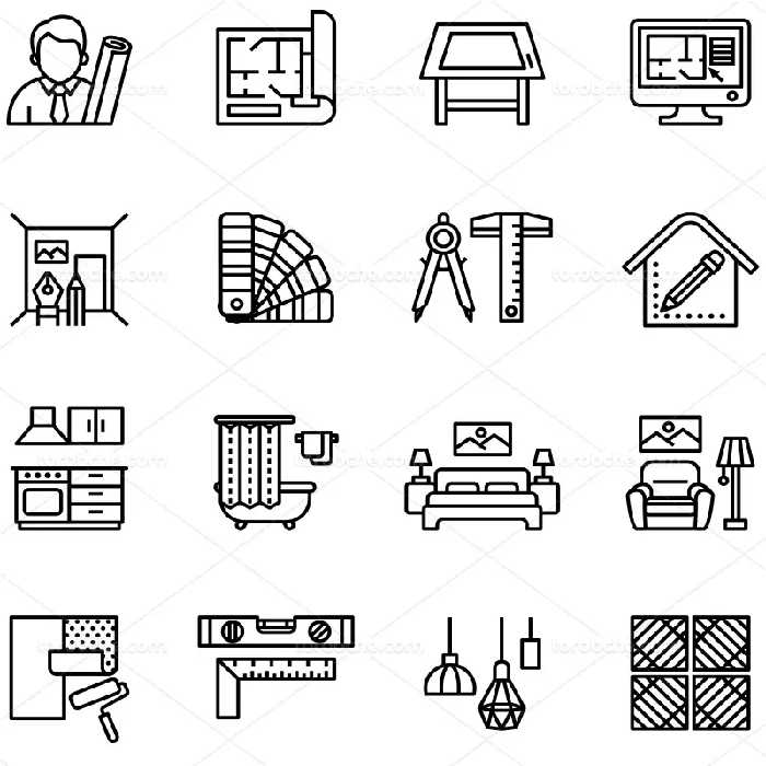 وکتور آیکون دکوراسیون داخلی | گرافیک با طعم تربچه