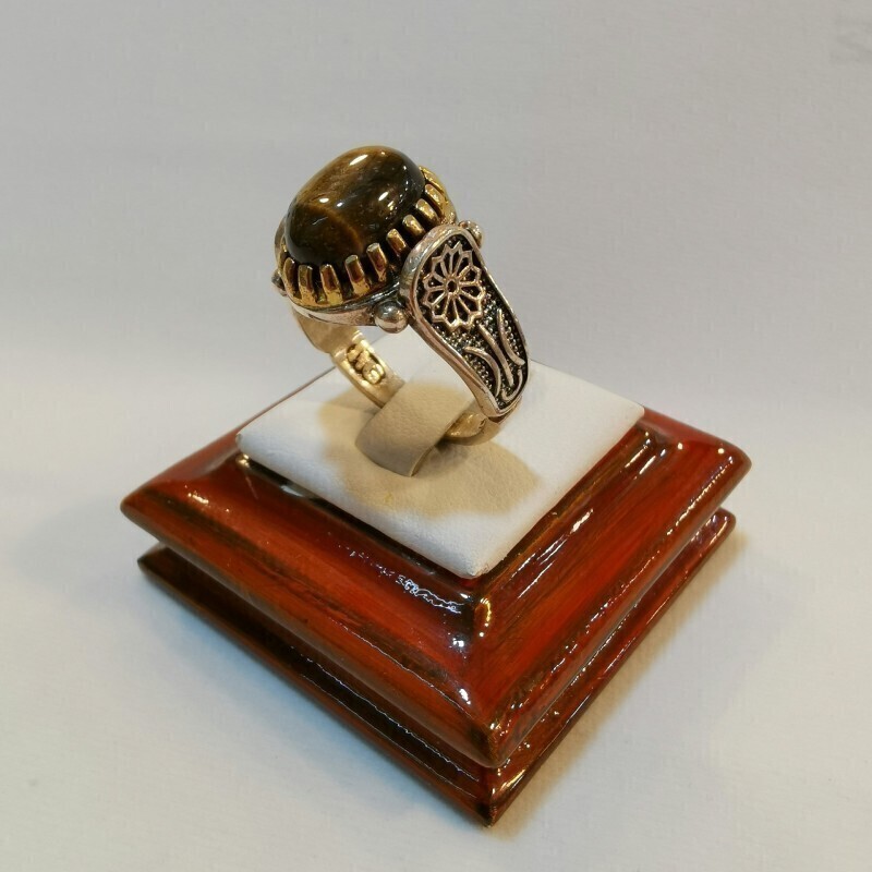 63-انگشتر نقره چشم ببر  کد 5