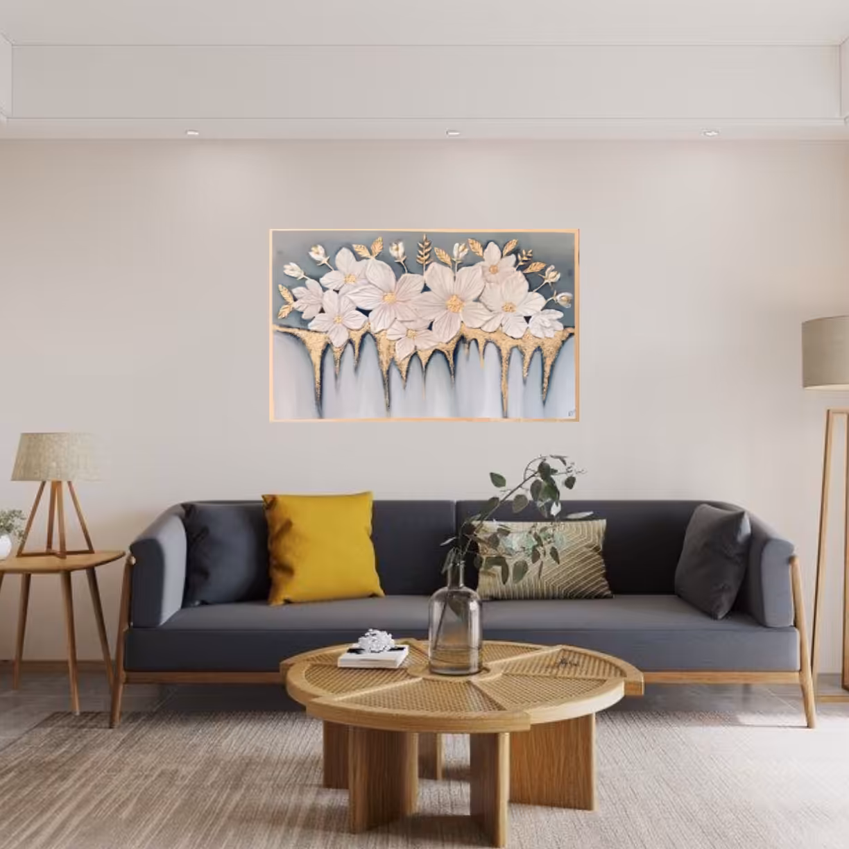 تابلو دکوراتیو برجسته دست ساز طرح گل آبشاری