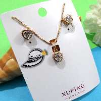نیم ست برند Xuping از جنس مس و روکش طلا بسیار با کیفیت طرح قلب ریز نگین دار ظریف کاملا مشابه طلا و بسیار شیک