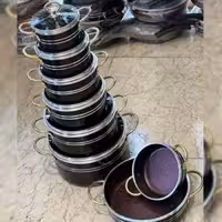 سرویس قابلمه تفلون 12 پارچه دسته طلایی سهند مشکی