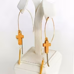 گوشواره آویز فانتزی طرح صلیب کد 2803