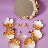 ست هفت سین رزینی سفید6پیاله قطر 13 سانت  به همراه اینه قطر 20 سانت