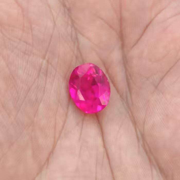 سنگ یاقوت صورتی هندی تراش الماس بسیار خوشرنگ