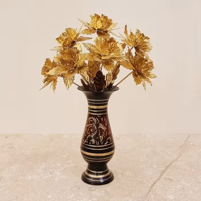 گلدان برنزی پاکستانی مدل خط میخی (قلمکاری) گلدان برنجی