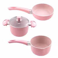 سرویس قابلمه چهار پارچه تفلون گرانیت دورو رنگ صورتی