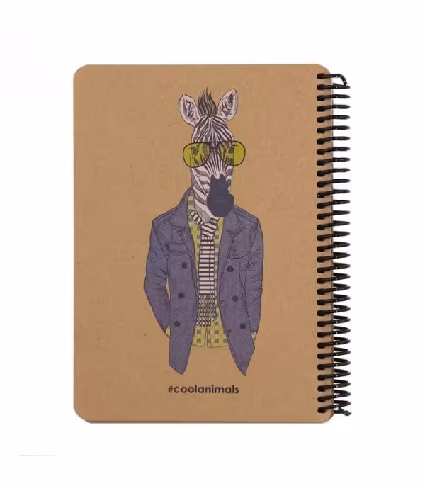 دفترچه سایز A5 سیمی 100 برگ دات نوت سری Coolanimals طرح گورخر باحال (کپی)