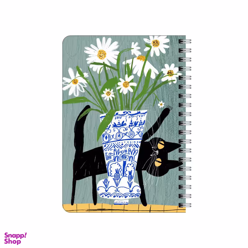 دفترچه یادداشت بامبیلیپ مدل چوبی طرح گربه شیطون و گلدون کد 1674198