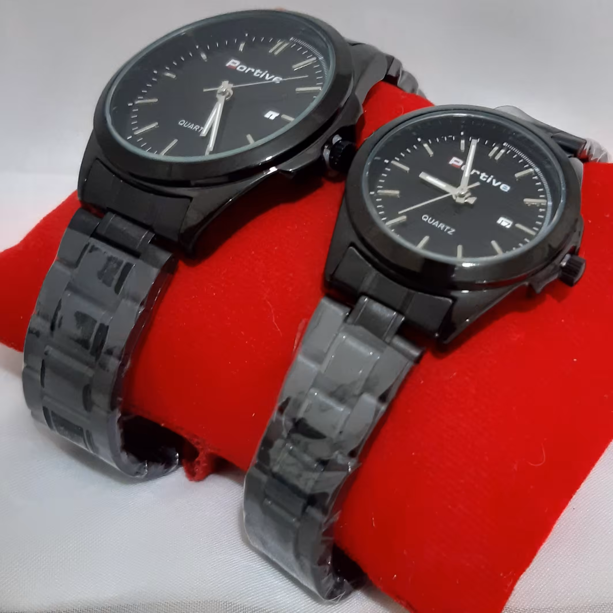 ست ساعت پورتیو فو ل استیل مشکی با گارانتی موتور ارسال رایگان بهمراه باکس ویژه