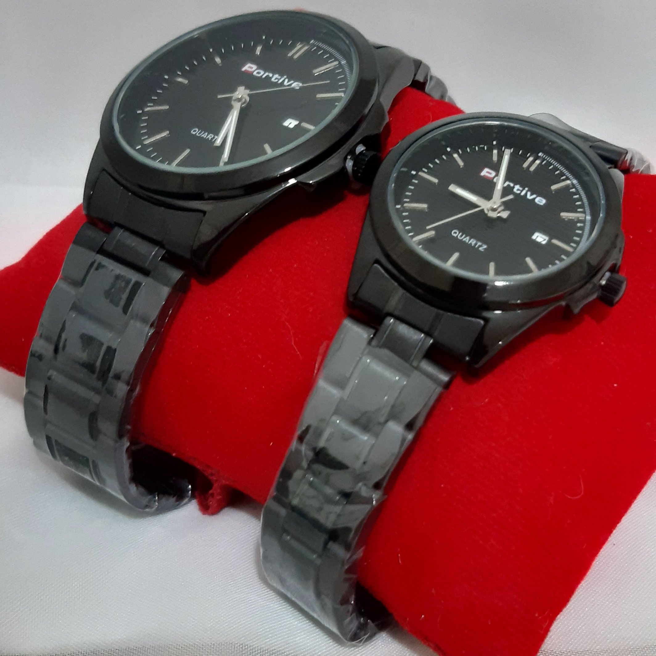 ست ساعت پورتیو فو ل استیل مشکی با گارانتی موتور ارسال رایگان بهمراه باکس ویژه